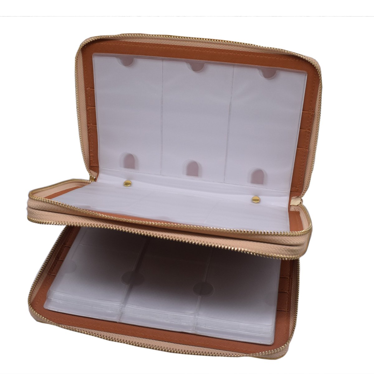 Mezerdoo 216 Slots Stamping Plate Holder Case Rainbow Laser Design Round Square Rectangular Nail Art Stamp Template Organizer 1pcs Empty Nail Art Plate Case Bag (pink- 216 Slots)