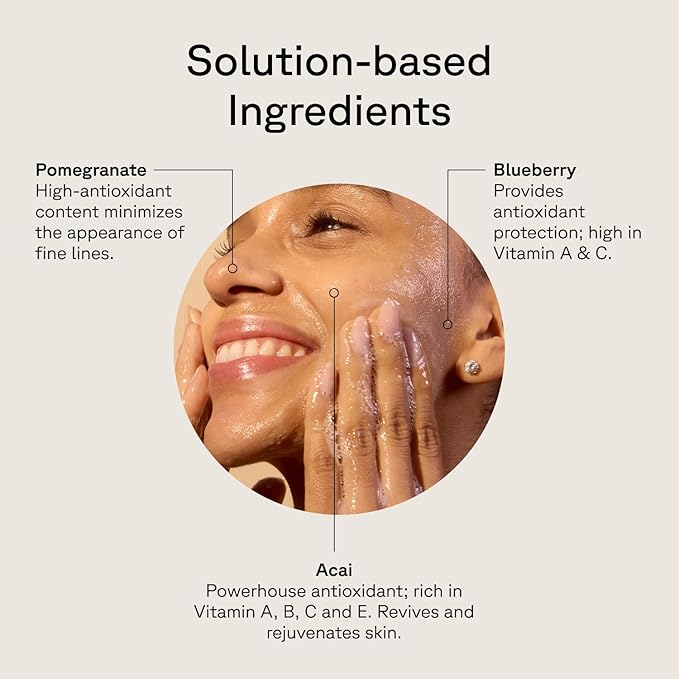 Acure Brightening Cleansing Gel - Vegan Face Scrub, Gentle Facial Cleanser for Radiant Skin with Pomegranate, Blackberry & Acai Infused, Antioxidant-Rich Formula for All Skin Types - 4 fl oz