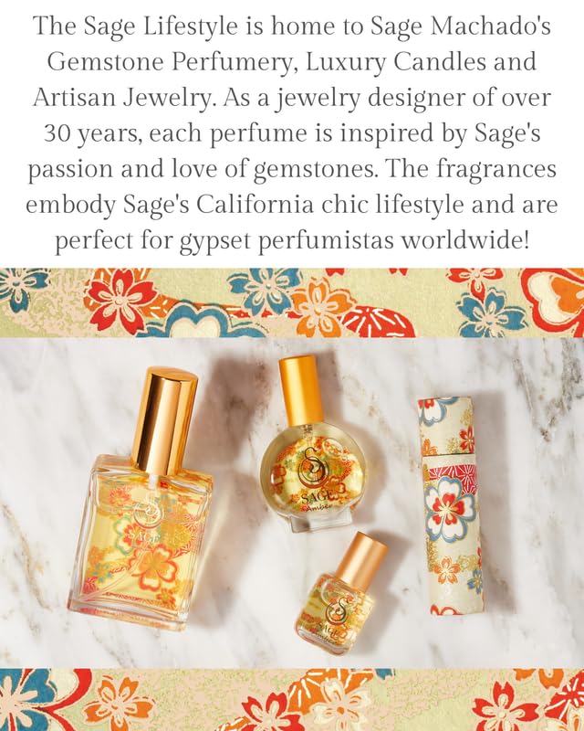 The Sage Lifestyle Amber Organic Perfume Spray for Women - Vanilla, Blood Orange, Warm Musk, Labdanum, Long Lasting and Natural Scent - Vegan & Cruelty Free, Made in USA, 2 oz - Travel Size Perfume