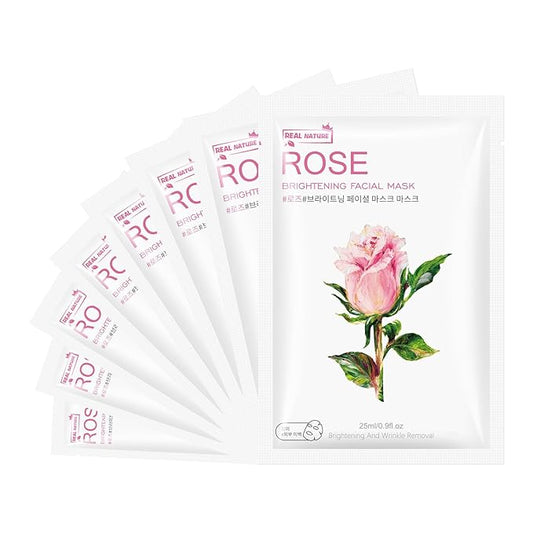 Facial Masks Skincare for Women,Rose Moisturize Face Mask Sheet for Girl,Hydrating Face Mask for All Skin Types,Dry Skin & Sensitive Skin(8-Packs)