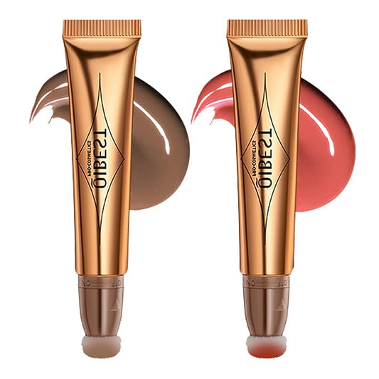 MEICOLY Contour Beauty Wand,Liquid Blush Stick Bronzer Cream with Applicator,Long Lasting Silky Smooth Blendable Contour Highlighter Wand,Cruelty Free,Contour +Blush,2PCS