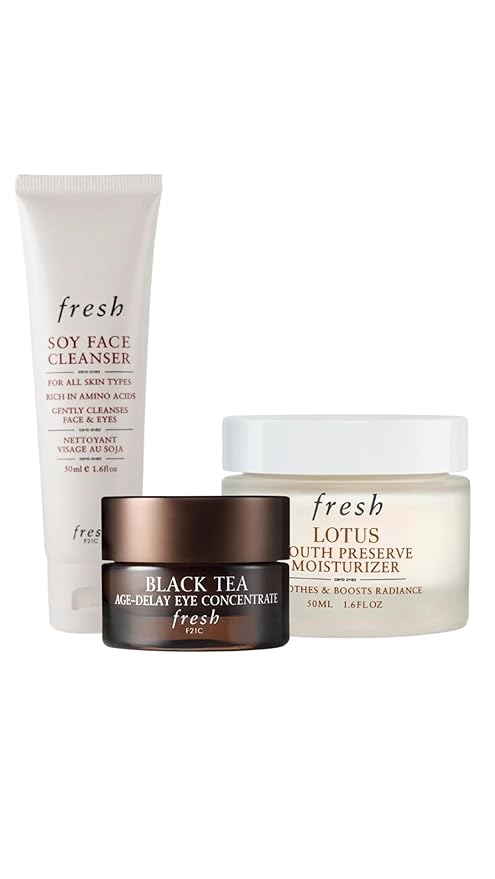 Youth Preserve Lotus Cream, Black Tea Eye Concentrate, and Soy Face Cleanser Gift Set, 0.53 Ounce (Pack of 3)