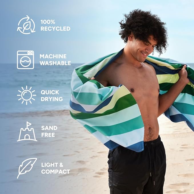 Dock & Bay Kid's Towel - for Beach Use - Quick Dry, Sand Free - Compact, Lightweight - 100% Recycled - Includes Bag - Summer - Cool Lagoon, Large (160x90cm, 63x35)