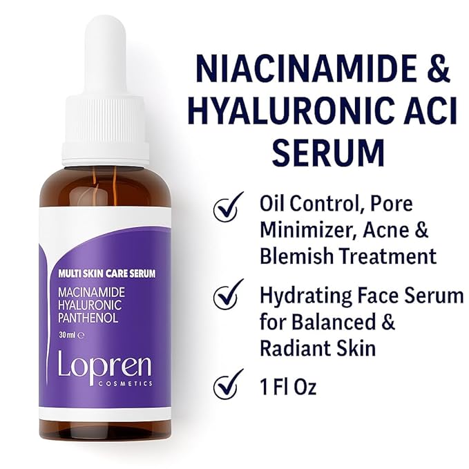 Niacinamide & Hyaluronic Acid Serum – Oil Control, Pore Minimizer, Acne & Blemish Treatment, Hydrating Face Serum for Balanced & Radiant Skin, 1 Fl Oz