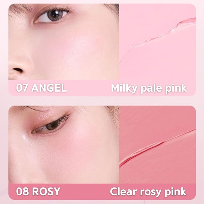 BBIA Ready To Wear Downy Cheek Cream Blush 8 Color - Creamy Blendable & Buildable Blush Dewy Texture & Matte Finish High Pigment Longlasting Lightweight Natural Face Makeup, 0.12oz (07 DOWNY ANGEL)