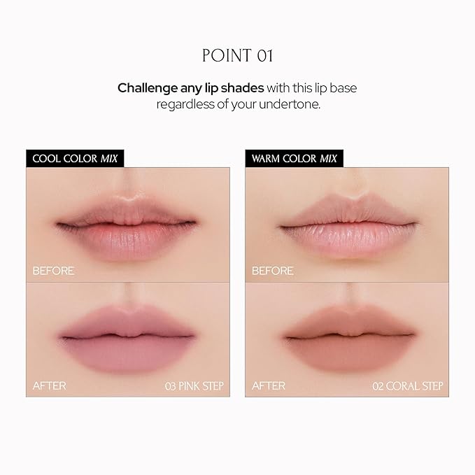 Tie Up Cover Tint - Waterproof & Long Lasting Lip Stain for Women - Korean Base Nude Tint Stick - Kbeauty Matte Gloss - Mood Color Changing (01 NUDY STEP, 0.2 Fl oz)