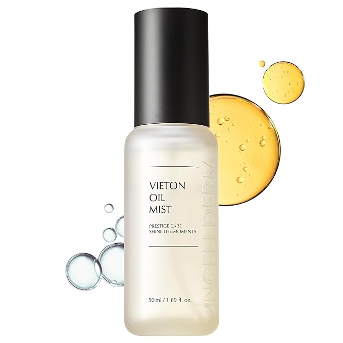INCELLDERM Riman Vieton Oil Mist | 50ml | Bi-Phasic Hydration with Camellia Seed Oil & Seaberry Water | Korean Skincare Mist for Moisture, Balance & Radiance | Natural Facial Spritz Moisturizer