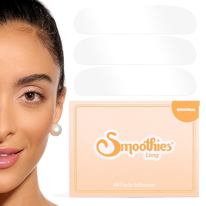 Smoothies Long Forehead Wrinkle Patches for Face Overnight - Facial Patches for Forehead, 48 Facial Adhesives per Box - Face Tape, Made in the USA