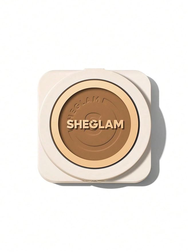 SHEGLAM SKin-Focus Full Coverage Powder Foundation Oil-Control Lightweight Face Pressed Powder Makeup-Porcelain