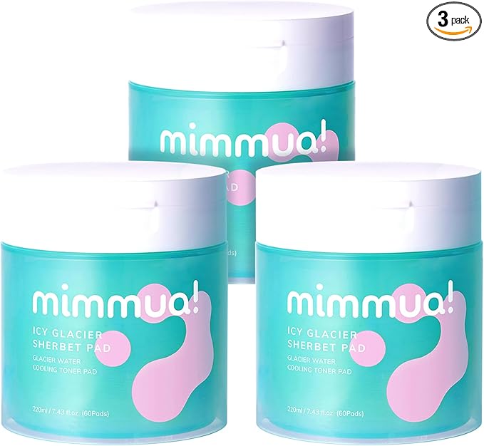 Ice Sorbet Toner Pads | Skin Prep Wipes for Puffiness, Under Eye Bags & Instant Face Lift | Gel Pads for Sunburn Relief & After Sun with 30% Glacier Water & Caffeine | Pack of 3 (180 Count)