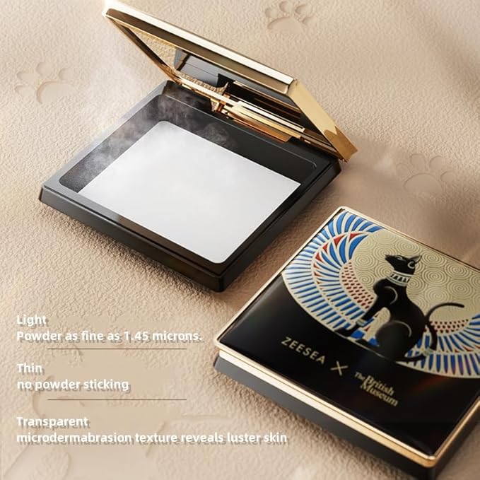 ZEESEA Pressed Powder The British Museum Egypt Series Long Lasting Oil Control Facial Finishing Brighten Setting Powder Multi-use Foundation(#03 Translucent)