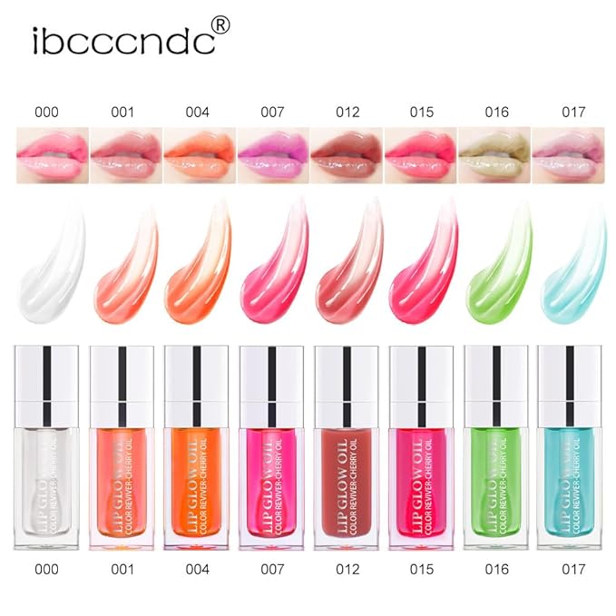 Moisturizing Lip Oil,No-Sticky Lip Gloss Lip Balm Lip Care,Fruit Flavoured Lip Oil For Dry Lip's Moisturizing Hydrating And Nourishing (017#ALOE) 0.2 OZ