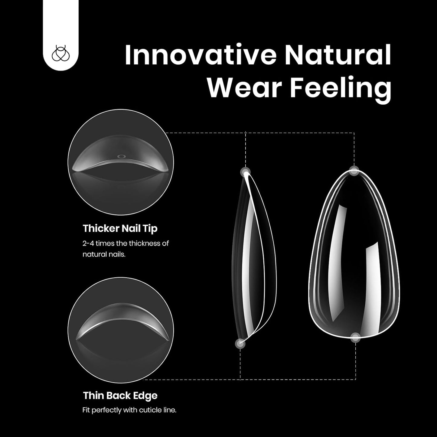 Beetles Gel Nail Tips Clear, Almond Medium, 288Pcs 10 Sizes, Pre-shaped Full Cover Soft Acrylic False Press On Nail Tips Almond Shape Easy Home DIY Fall Fake Nail Extension Art Salon Gift for Women