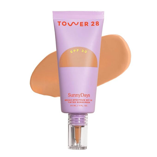Tower 28 Beauty SunnyDays SPF 30 Tinted Mineral Sunscreen - For Sensitive Skin - 2-in-1 Facial Broad Spectrum UVA/UVB Protection + Foundation - Shade 25 OCEAN PARK, 1 Fl Oz