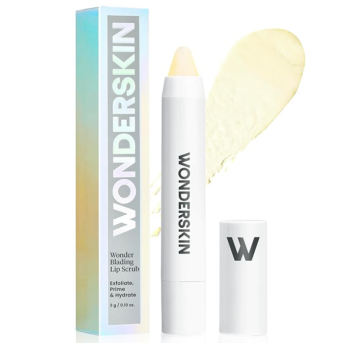 Wonderskin 3-in-1 Lip Scrub Exfoliator & Moisturizer, Lip Exfoliator Scrub, Lip Therapy, Hydrating Lip Balm for Soft, Nourished, Flake-Free Lips with One-Step Prep, 0.10oz