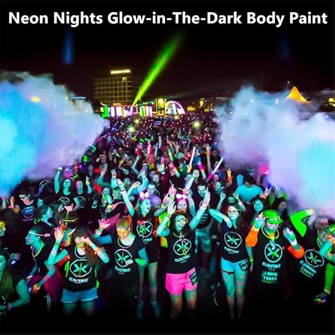 Go Ho Neon Blue Body Paint Washable(2.37oz,70ml),under UV Blacklight Neon Face Paint,Water Based Neon Fluorescent Blue Face Paint for Adults Children SFX Cosplay Costumes Festivals Halloween Makeup