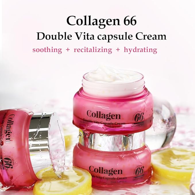 Collagen Double Vita Face Cream — K-Beauty Collagen & Vitamins Moisturizer for Glowing, Bouncy Skin, Fast-Absorbing & Non-Sticky, Hydrating Anti-Aging Face Cream, 1.7oz