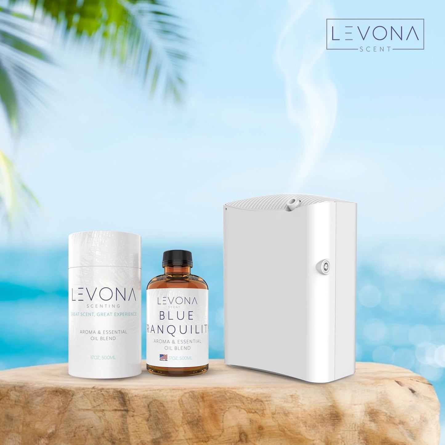 Levona Scent Pure Essential Oils: Blue Tranquility Aromatherapy Oils - Home Luxury Scents for Diffusers For Home, Hotel & Office - Scented Fragrance Oil Blends - Essential oil for Humidifiers - 500 Ml