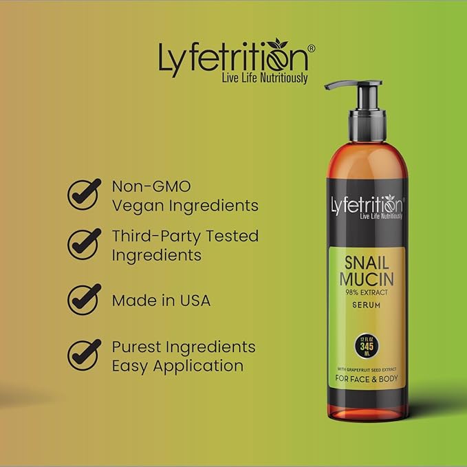 Snail Mucin 98% Power Repairing Serum with Hyaluronic Acid & Aloe Vera, Skin Repair Serum, Moisturizing Serum Essence for Soothing, Reducing Fine Lines Deep Nourishing (12 Fl Oz)