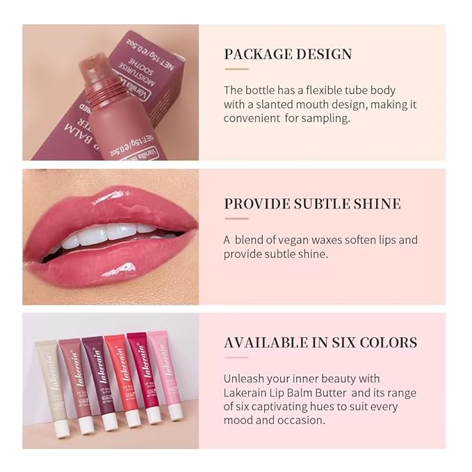 3 Colors Lip Butter Balm Set，Vanilla Vanilla Beige Brown Sugar, Lasting Moisture Non Stick Glow Resurrection Cream Lip Oil Gloss Trio Lip Care Makeup(123# Vanilla + Vanilla Beige+Brown Sugar)