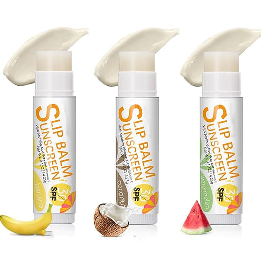 Spf 30 Lip Balm, 3Pcs Sunscreen Lip Balm, Lip Balm With Spf, Flavored Lip Balm, Vitamin E Lip Balm Set, Aloe Vera Hydrating Lip Balm for Women Gilrs
