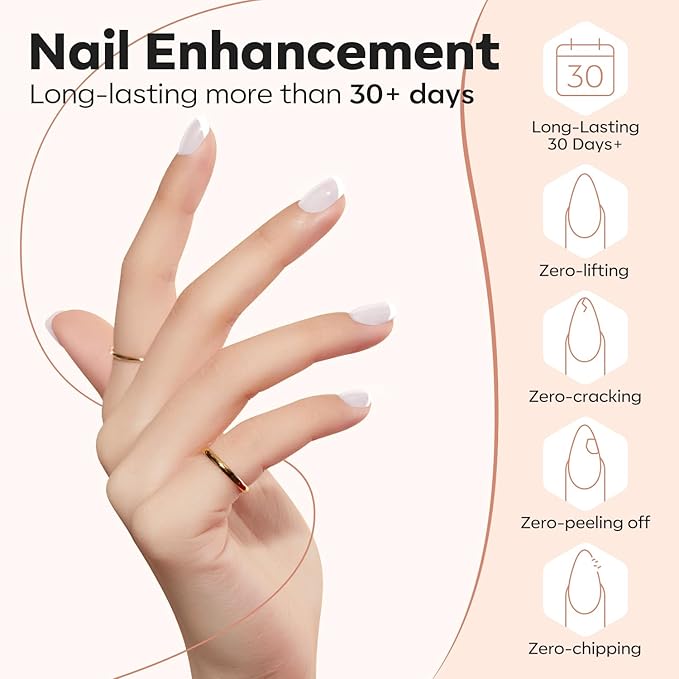 modelones Builder Nail Gel, Milky White Builder for Nail Thickening, 8-in-One LED Lamp Cured Strengthener Hard Color Base Extension Glue Gel Polish in a Bottle for Home DIY Salon Women