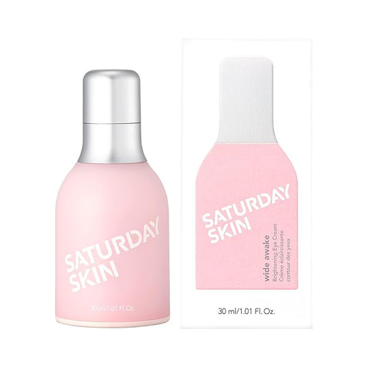 Saturday Skin Wide Awake Brightening Cream Illuminating Eye Cream for Wrinkles, Puffy Eyes+Dark Circles Lightweight, Moisturizing, Deeply Hydrates, Anti Aging Reduce Fine Lines 1.01 Fl Oz (30ml)