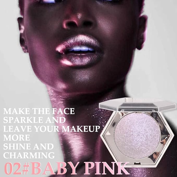Purple Pink Shimmer Highlighter Highlight Makeup Contour Powder Palette， Face Illuminator Highlighter, Blush and Makeup Highlighter Bronzer Palette Highlighter+Makeup iluminadores Illuminator Make Up (Pink)