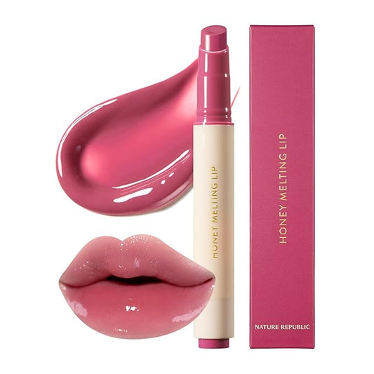 Nature Republic HONEY MELTING LIP (08 DARK CHERRY CHOUX) SOFT LIP STICK, Hydrating Gloss, Moisturizing balms, Sheer tint, Shine & Nude, Glowy Finish, korean make up