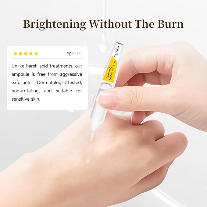 Vitamin C Brightening Serum for Face, Antioxidant Hydrating Ampoules with Glutathione, Niacinamide & Hyaluronic Acid, Daily Skincare for Uneven Tone, Dark Spots & Sensitive Dry Skin, 1.2ml x 30