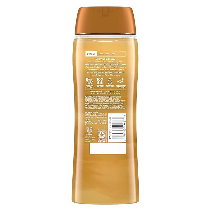 Suave Moisturizing Body Wash, with Milk & Honey and Vitamin E Extract, No Parabens, No Phtahaltes, 18 Oz Pack of 6