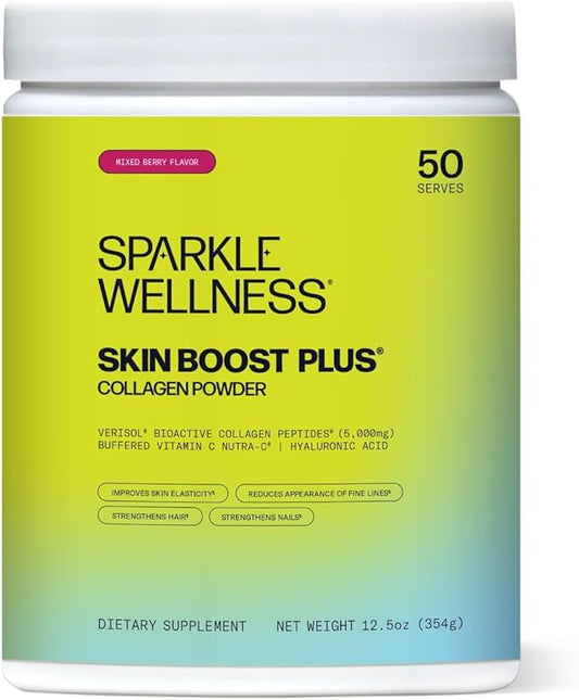 VERISOL Bioactive Hydrolyzed Collagen Peptides | Collagen Powder with Vitamin C & Hyaluronic Acid for Hair, Skin, and Nail Health | Skin Boost Plus (Mixed Berry) [50-Serves]