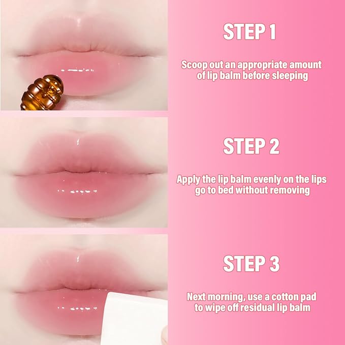3 Pcs Honey Lip Balm, Bee Lip Balm Honey Pot,Moisturizing Lip Mask Overnight,Hydrate Repair Prevent Dry Cracked Lip Care (Honey+Strawberry+Watermelon)