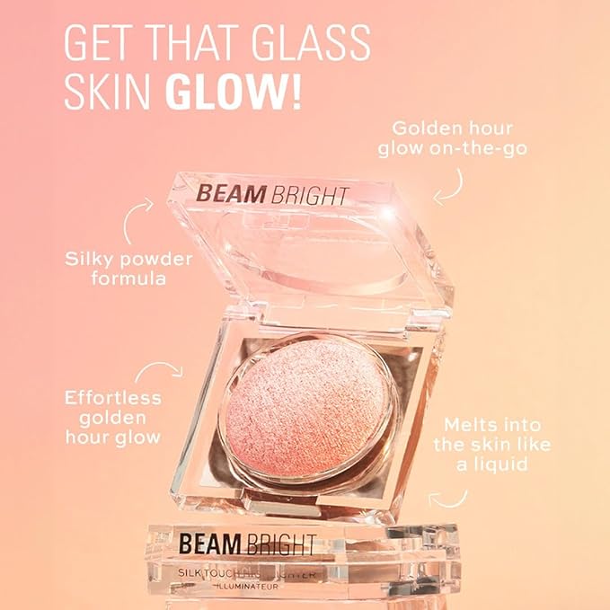 Makeup Revolution Beam Bright Highlighter, All Over Face Glow, Powder To Liquid Formula, 5 Different Shades, Diamond Glow