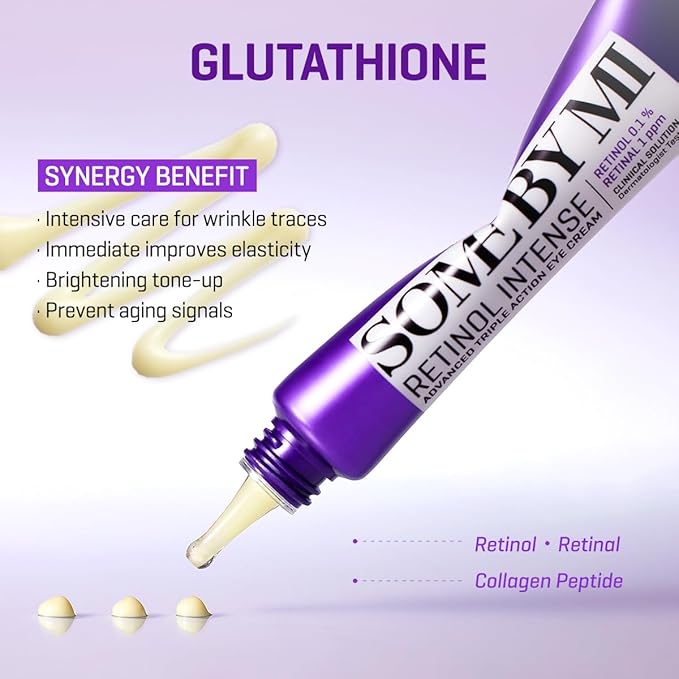 SOME BY MI Retinol Intense Advanced Triple Action Eye Cream – Pack of 2 – Korean Retinol Under Eye Cream Anti Aging for Fine Lines – Brightens Dark Circles & Smooths Skin Texture – Korean Skin Care