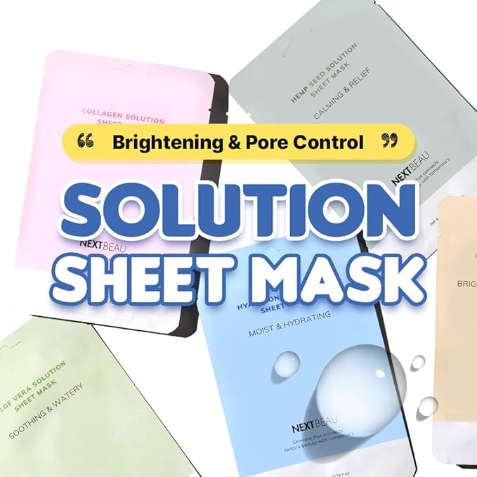 Solution Sheet Korean Collagen Face Mask for Skincare 5 Types x 2 Sets Moisturizing and Firming