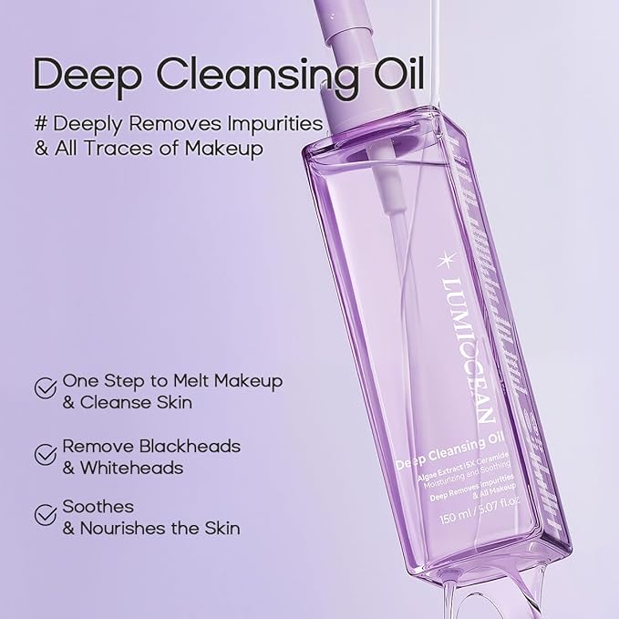 Deep Cleansing Oil, Waterproof Makeup Remover for All Skin, Makeup Blackhead Remover Gentle and Non-irritating, Facial Oil Cleanser 5.07oz
