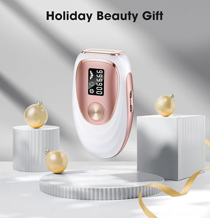 IPL Laser Hair Removal Device for Women & Men - Home 45°F Ice-Cooling Contact for Painless & Long-Lasting Results, 86% Hair Reduction in 3 Weeks for Full Body & Bikini Line, Rose Gold