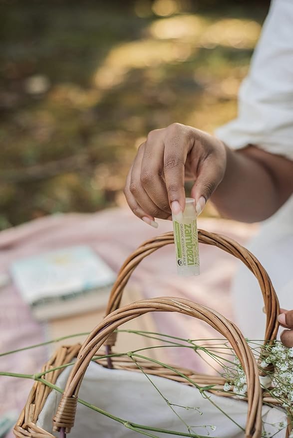 Zambeezi Fair Trade, Organic Beeswax Lip Balm - CORE 4 Pack (Wild Rose, Tangerine, Sweet Basil and Lemongrass) - Ethically Sourced