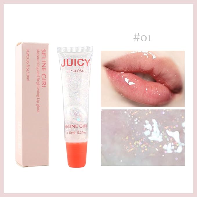 Juicy Lip Gloss, Lipgloss for Women and Girls, Lip Plumper, Lip Makeup Hydrating, Tinted Lip Balm, Colorful Lipgloss Moisturizing and Vibrant #nude