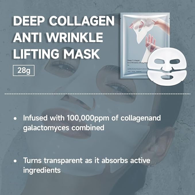 Kaely 7 Pack Deep Collagen Face Mask Skincare, Korean Anti Aging Facial Mask Skin Care, Hydrating Overnight Sheet Masks for All Skin Types, Soothe, Pore Minimizing