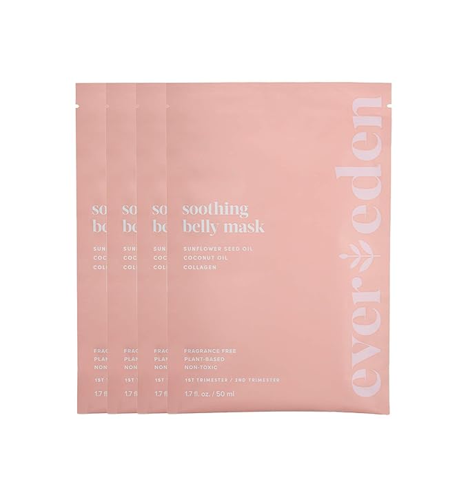 Evereden Soothing Belly Mask - 4 Belly Masks for Pregnant Women 1st & 2nd Trimester - Hydrating, Nourishing, & Soothing Pregnancy Skin Care Belly Masks - Clean & Vegan Pregnancy & Maternity Products