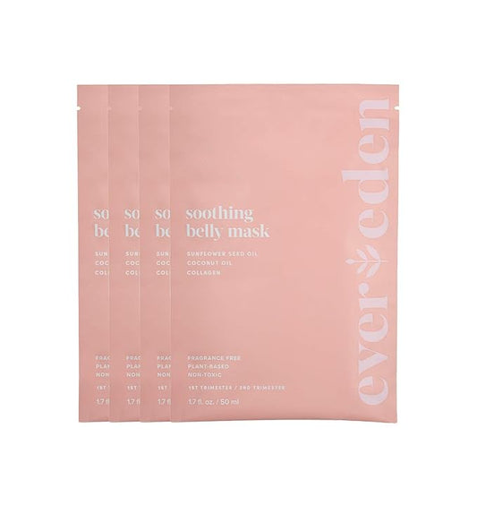 Evereden Soothing Belly Mask - 4 Belly Masks for Pregnant Women 1st & 2nd Trimester - Hydrating, Nourishing, & Soothing Pregnancy Skin Care Belly Masks - Clean & Vegan Pregnancy & Maternity Products