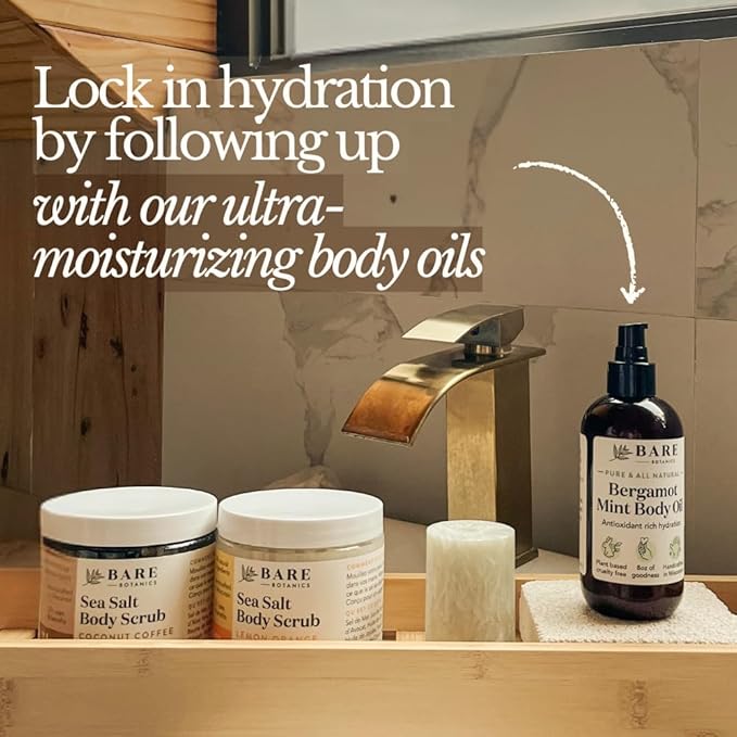 Bare Botanics Brown Sugar Body Scrub 20 oz - Naturally Scented Coconut Vanilla Sugar Scrub Made in Madison, WI - Formulated w/Skin Loving Moisturizers - Vegan, Cruelty Free w/a Cute Wooden Spoon