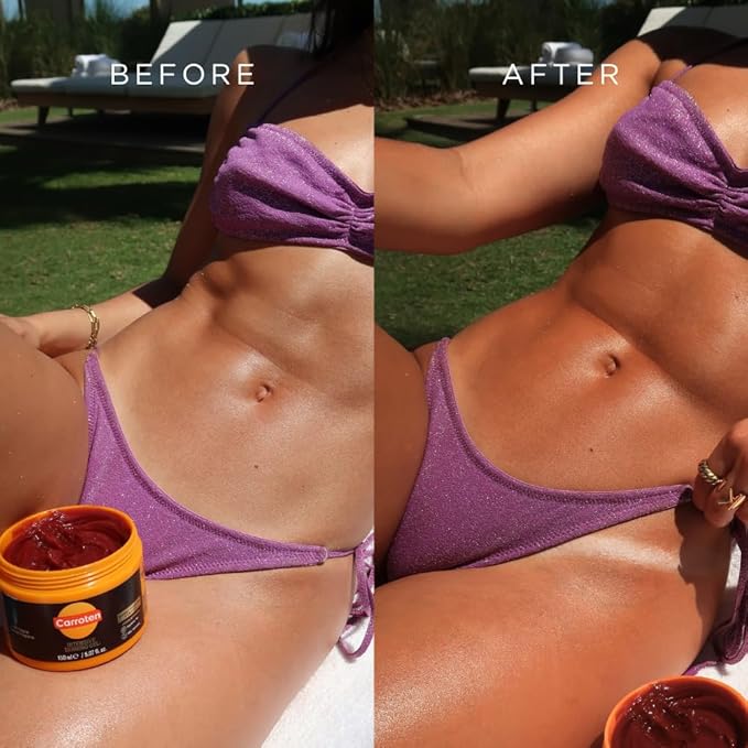 Carroten Intensive Tanning Gel | Browning Tan Accelerator | Non-Greasy, Water-Resistant with Carrot and Coconut Oil | Vitamin A & E For Moisture & Hydration | Made in Greece | 5 Fl Oz + Spatula
