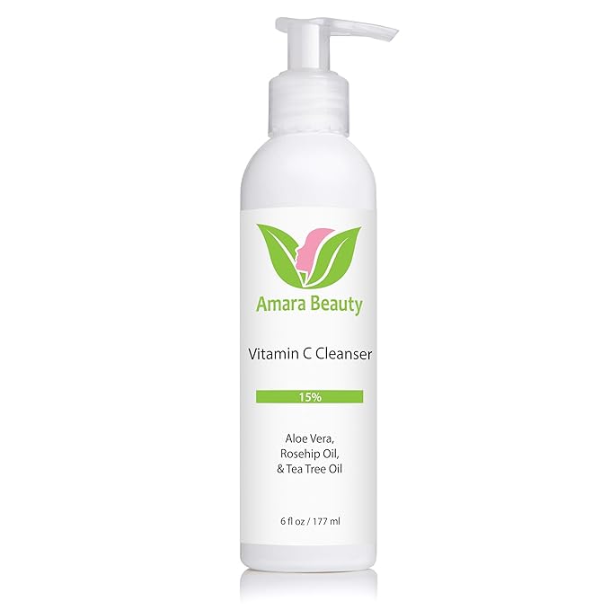 Amara Beauty Facial Cleanser with 15% Vitamin C, Aloe Vera, Rosehip Oil & Tea Tree Oil, 6 fl. oz.