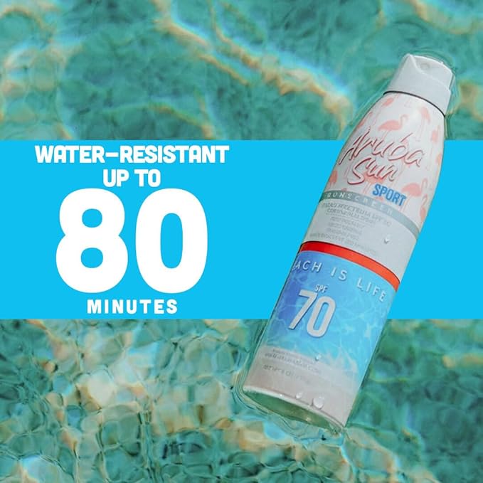 SPF 70 Sunscreen Spray 6oz - Reef Act Compliant no 67 Octinoxate & Oxybenzone Free - Sun Screen Broad Spectrum UVA/UVB - Sunscreen Waterproof and Non-Greasy