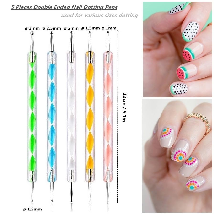 Nail Art Design 11PCS Kits - Resin Nail Art Palette, 5Pcs Nail Art Sculpture Pen Dual Tipped Silicone Nail Tools, 5Pcs Double Ended Nail Dotting Pens