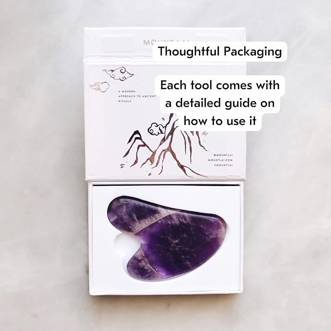 Mount Lai Amethyst Gua Sha Facial Tool – The Stone of Inner Clarity – 100% Genuine Amethyst Stone Face Sculpting Tool for Lymphatic Drainage, Puffiness Reduction & Confident Radiance