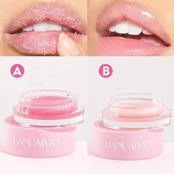 Lip Scrub & Lip Mask Lip Care Kit, Exfoliating Lip Scrub with Double Effect, Repair Lip Mask for Repairs Dry & Cracked & Chapped & Peeling Lips, Lip Care Gift for Women Girl
